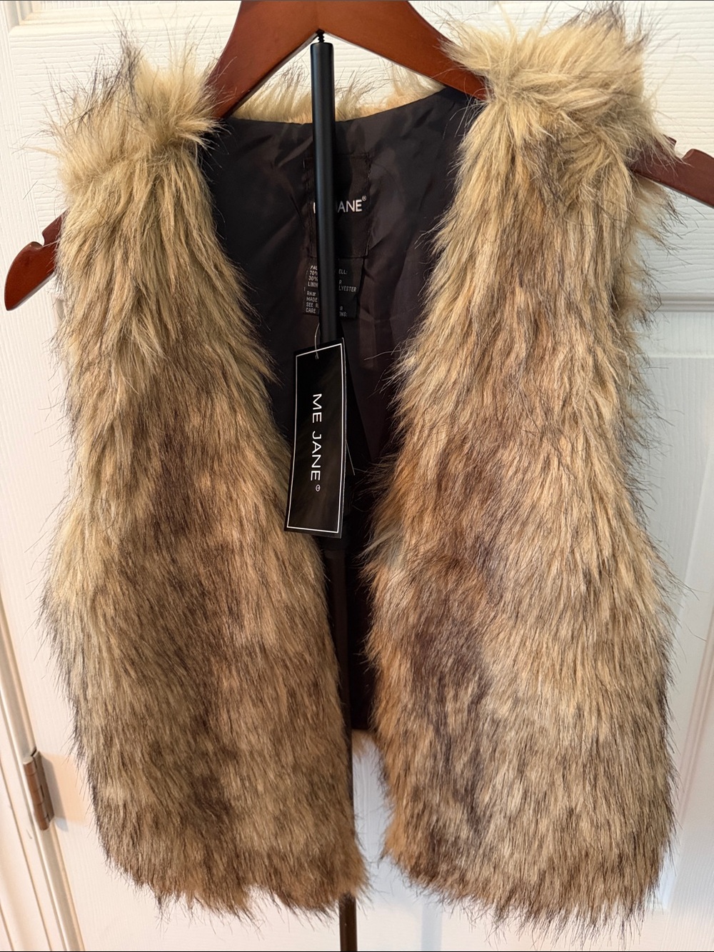 Me Jane Mixed Tan & Brown Faux Fur Vest